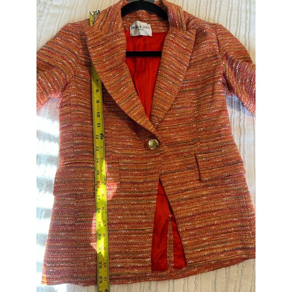 Daniela Corte Tweed Blazer Jacket Orange Pink Blue Yellow Silver Size 38 XS - Picture 6 of 6